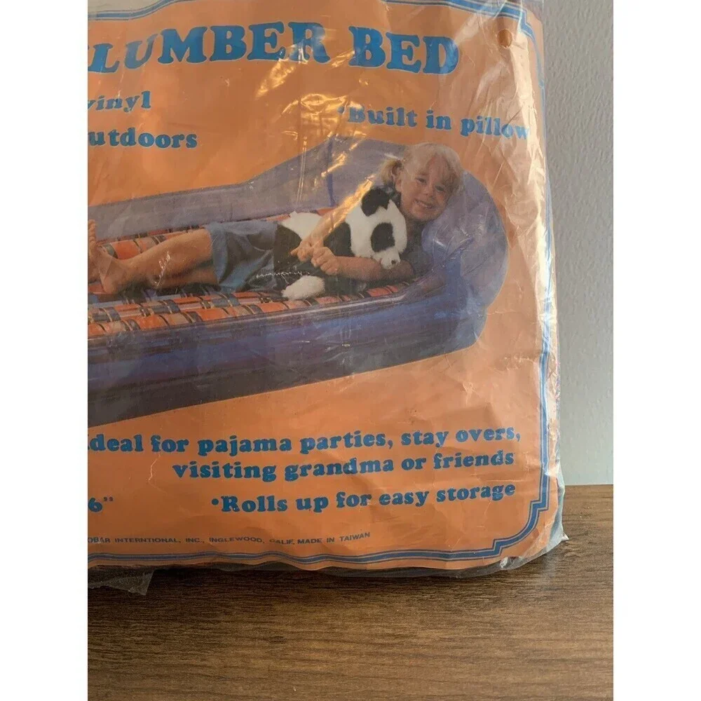 VTG 80s 90s Jobar International Slumber Bed Inflatable Mattress Pillow Pool Viny